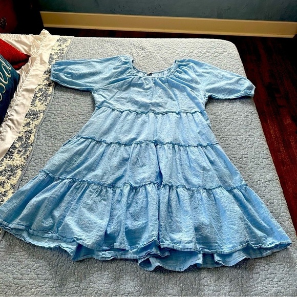Reba Dress Light Blue Ruffles Pockets Western L - Picture 2 of 10